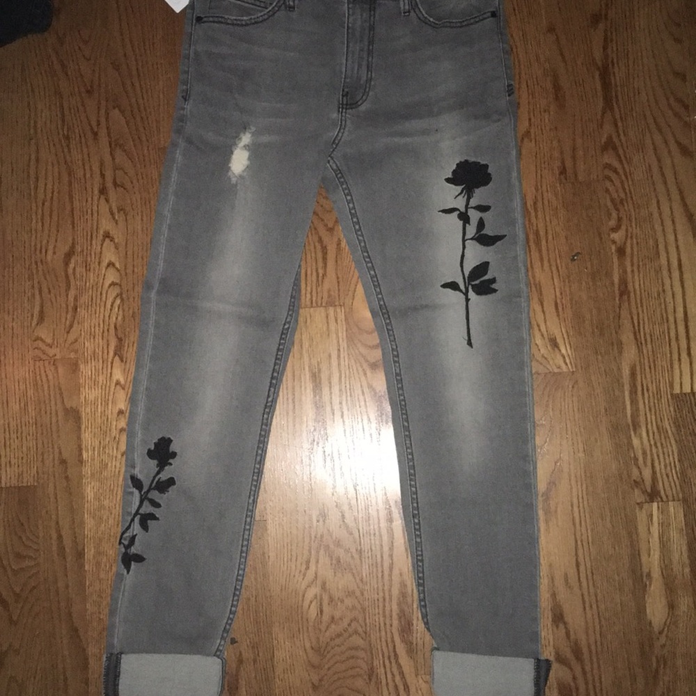 Grey Floral Urban Outfitter Jeans